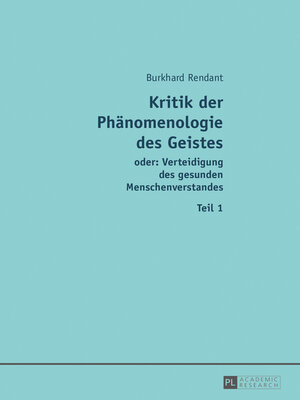 cover image of Kritik der Phaenomenologie des Geistes